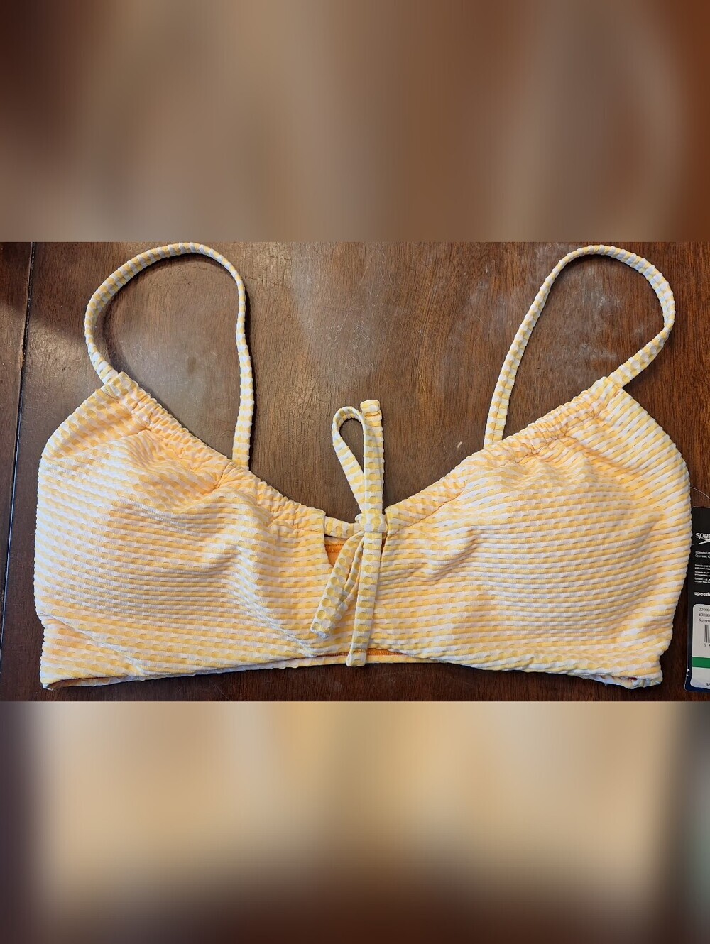 Lrg Textured Yellow-Orange Bikini Top